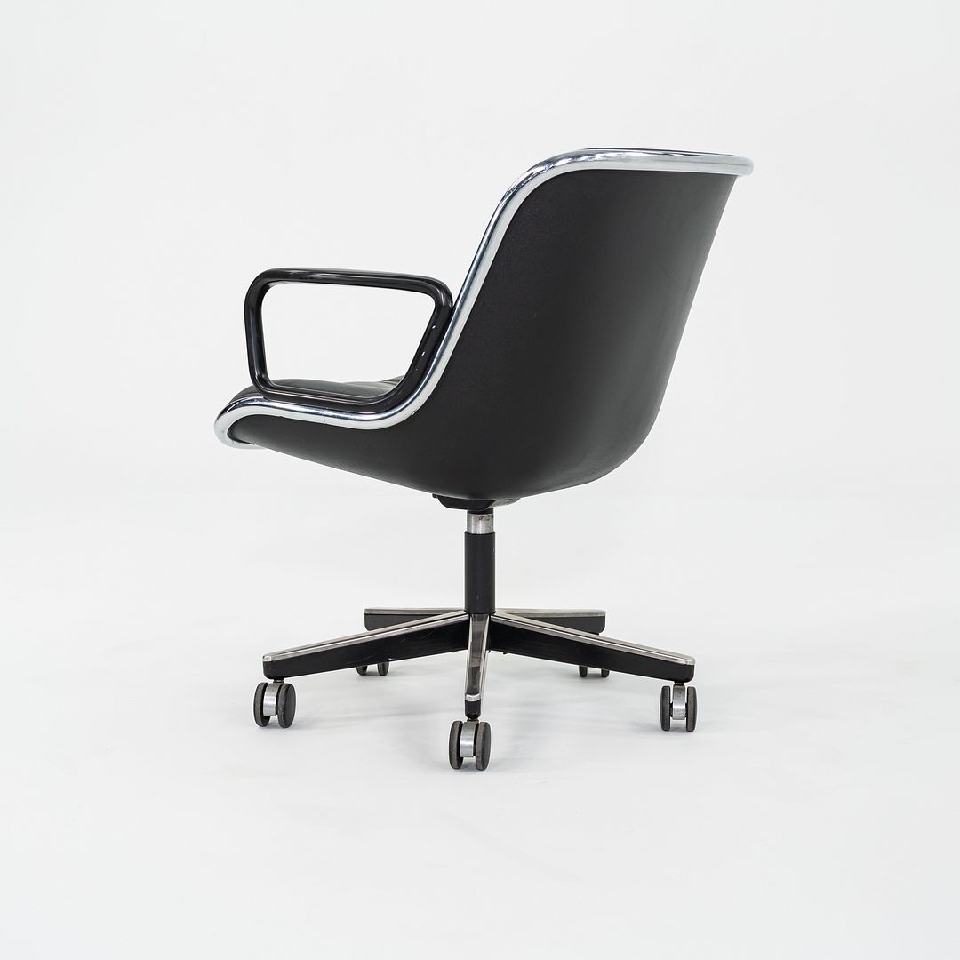 1987 Charles Pollock for Knoll Desk Chair in Blue Grey Leather 3x Available