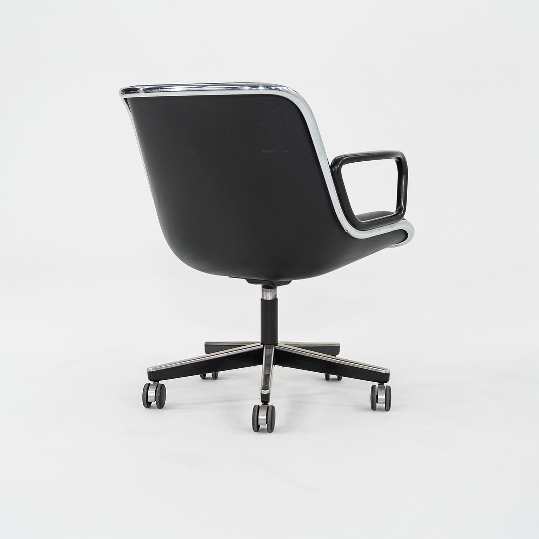 1987 Charles Pollock for Knoll Desk Chair in Blue Grey Leather 3x Available