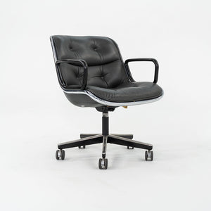 1987 Charles Pollock for Knoll Desk Chair in Blue Grey Leather 3x Available