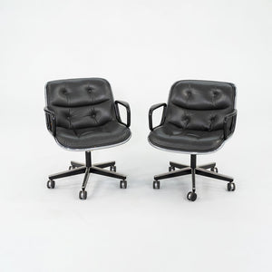 1987 Charles Pollock for Knoll Desk Chair in Blue Grey Leather 3x Available