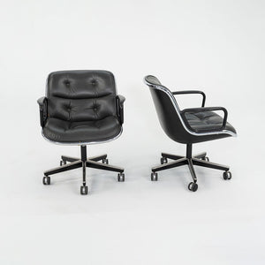 1987 Charles Pollock for Knoll Desk Chair in Blue Grey Leather 3x Available