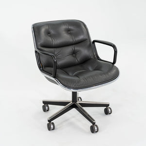 1987 Charles Pollock for Knoll Desk Chair in Blue Grey Leather 3x Available