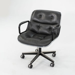 1987 Charles Pollock for Knoll Desk Chair in Blue Grey Leather 3x Available