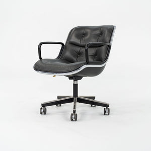 1987 Charles Pollock for Knoll Desk Chair in Blue Grey Leather 3x Available