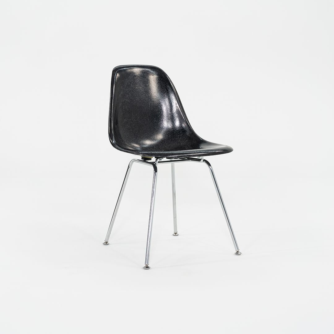 SOLD 2010s Set of Four Modernica Eames Fiberglass Dining Side Shell Chairs in Black