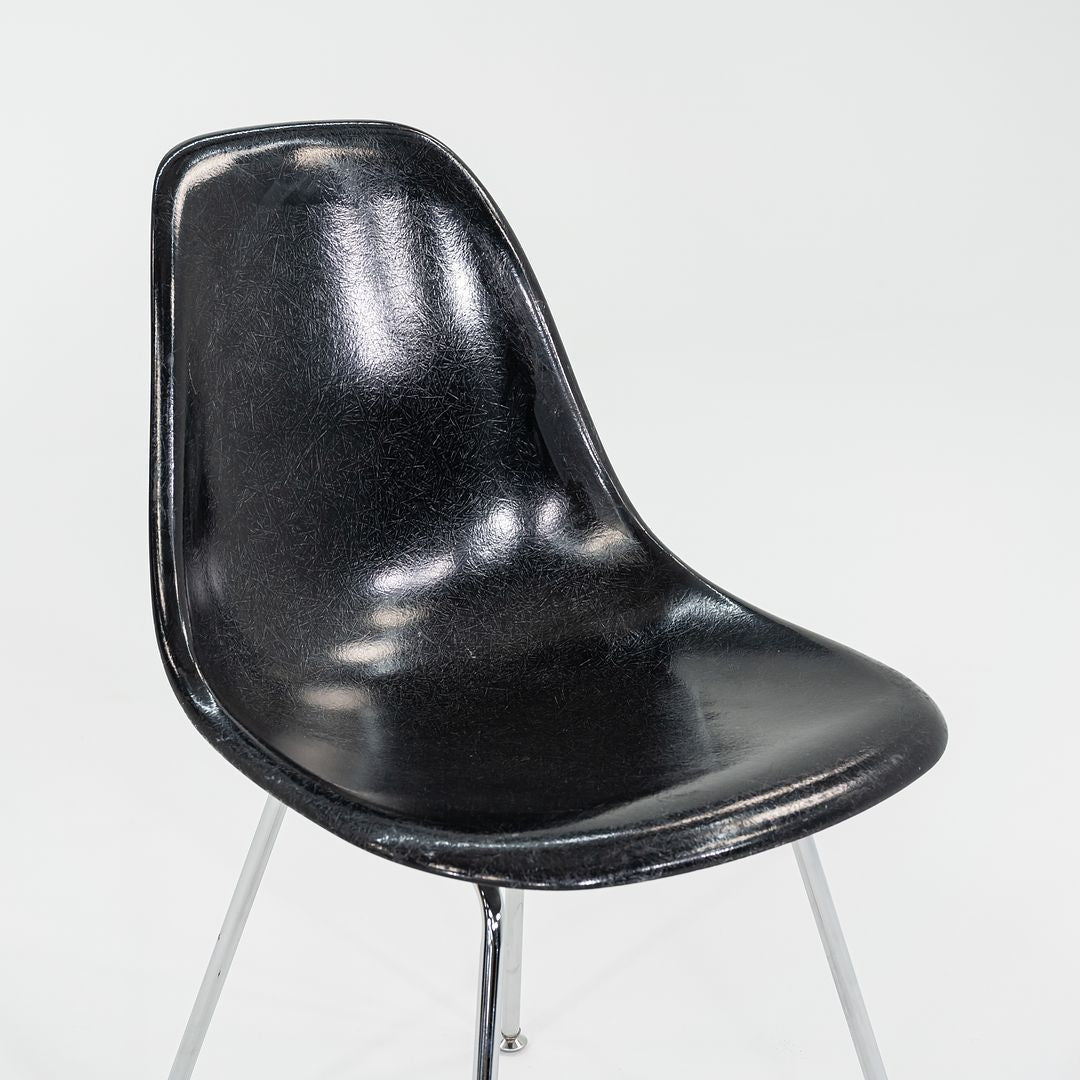 SOLD 2010s Set of Four Modernica Eames Fiberglass Dining Side Shell Chairs in Black