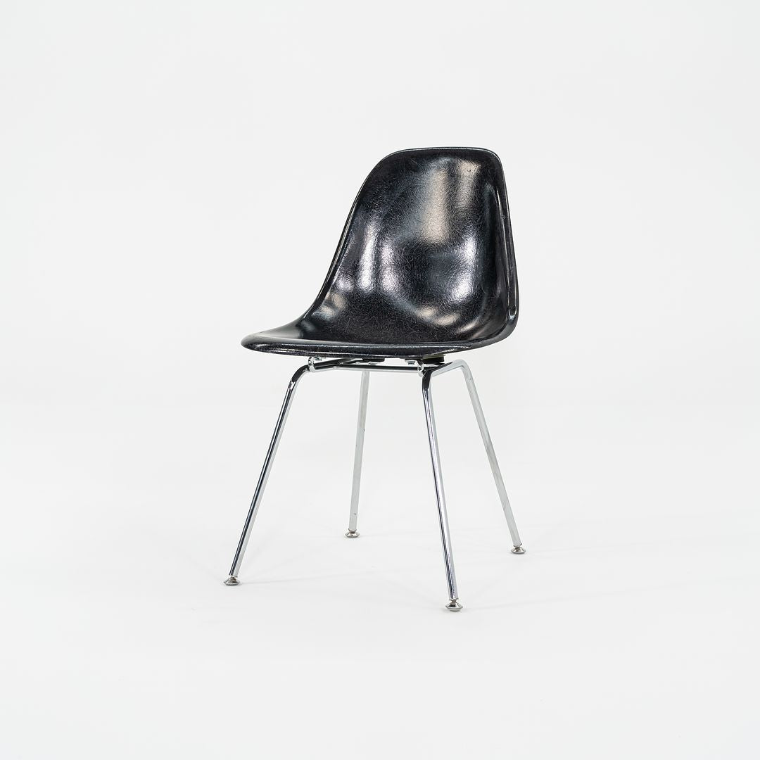 SOLD 2010s Set of Four Modernica Eames Fiberglass Dining Side Shell Chairs in Black