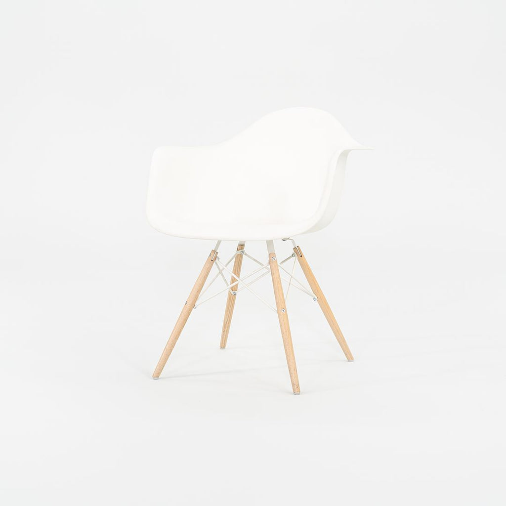 SOLD 2018 Herman Miller Eames Plastic Arm Shell Chair in White with Beech Eiffel Base
