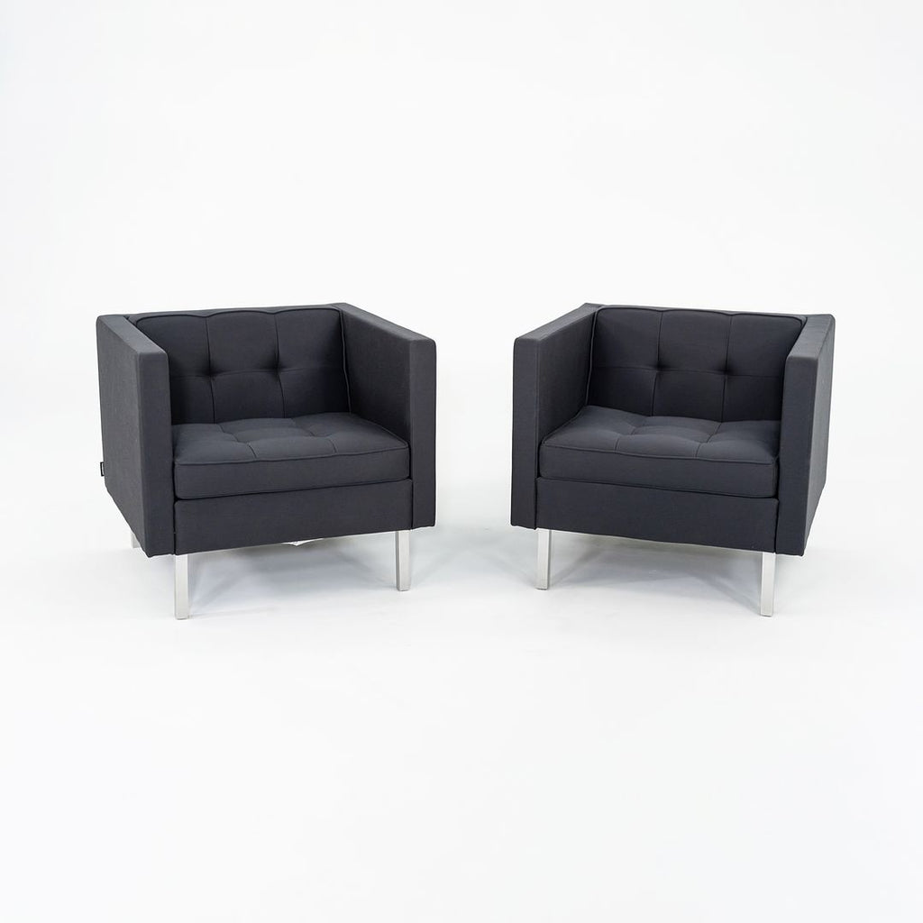 2010s Pair of Nienkamper Tuxedo Classic Lounge Chairs in Grey Fabric