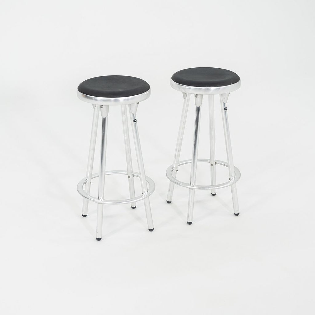 2000s Pair of Indecasa Aluminum Counter Stools for DWR by Joan Casas i Ortinez