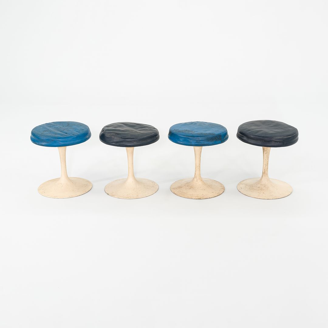 1960s Eero Saarinen for Knoll 152 White Tulip Stools 4x Available
