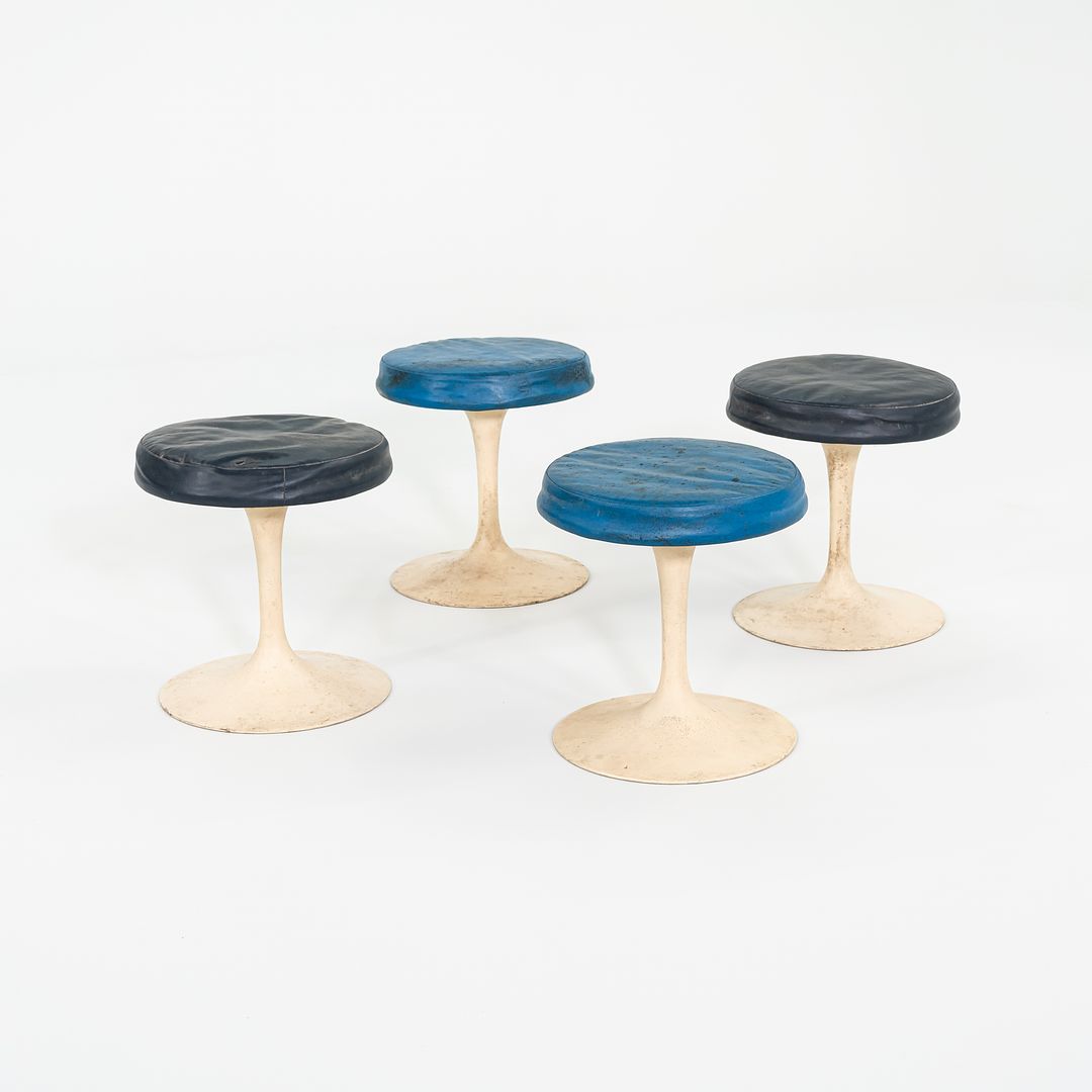 1960s Eero Saarinen for Knoll 152 White Tulip Stools 4x Available
