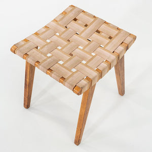 C. 1951 Jens Risom for Knoll Stool 667-W Maple w/ Webbed Canvas Fabric w/ Label
