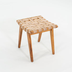 C. 1951 Jens Risom for Knoll Stool 667-W Maple w/ Webbed Canvas Fabric w/ Label