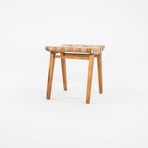 C. 1951 Jens Risom for Knoll Stool 667-W Maple w/ Webbed Canvas Fabric w/ Label