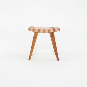 C. 1951 Jens Risom for Knoll Stool 667-W Maple w/ Webbed Canvas Fabric w/ Label