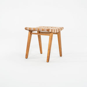 C. 1951 Jens Risom for Knoll Stool 667-W Maple w/ Webbed Canvas Fabric w/ Label