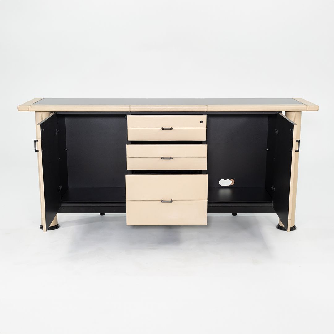 1990s i4 Mariani for Pace Collection Summit Credenza with Ivory Leather Clad Front