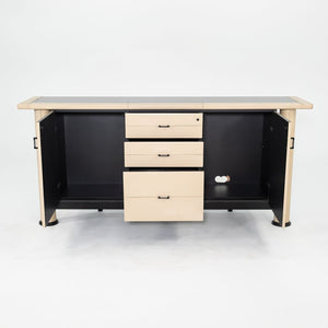 1990s i4 Mariani for Pace Collection Summit Credenza with Ivory Leather Clad Front