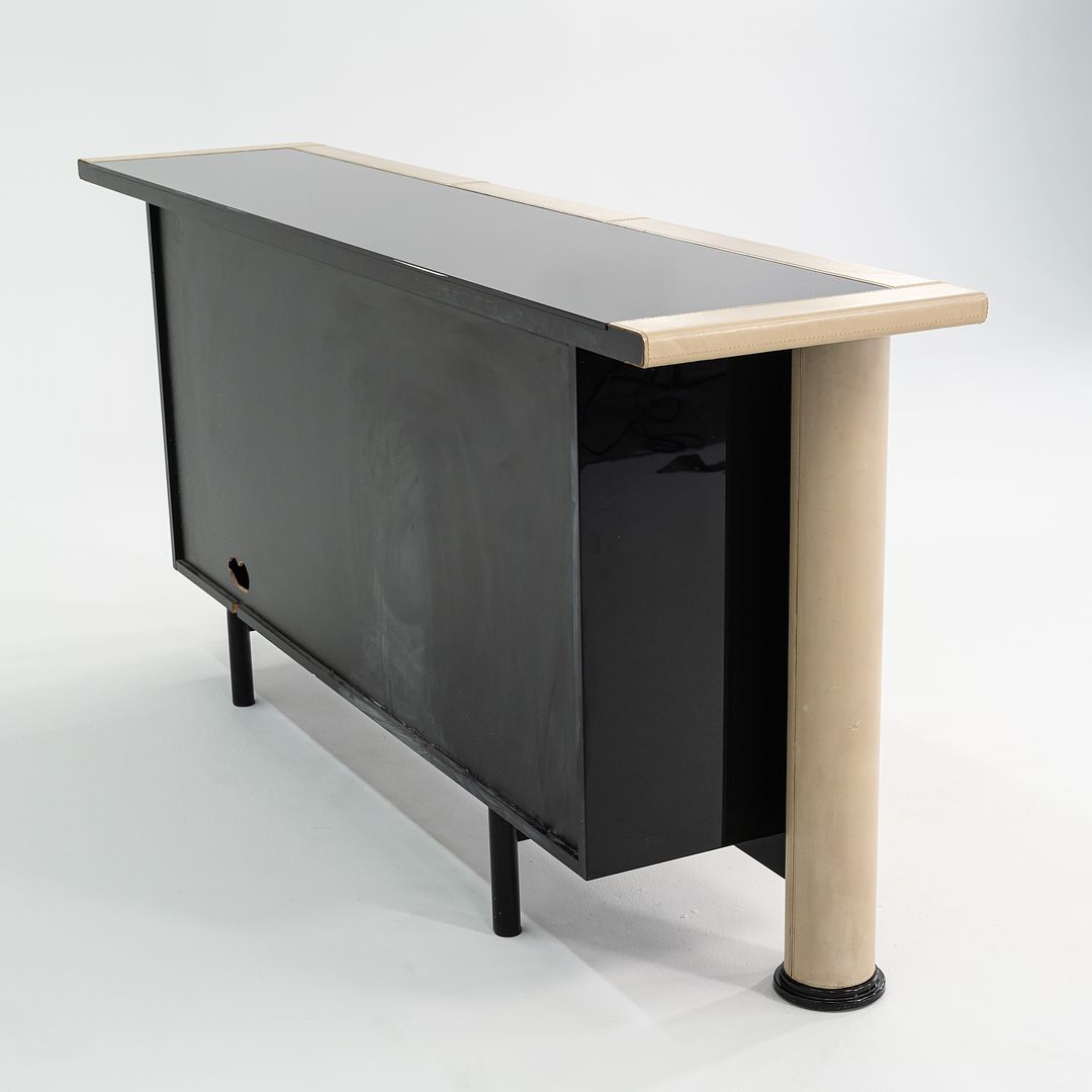 1990s i4 Mariani for Pace Collection Summit Credenza with Ivory Leather Clad Front