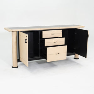 1990s i4 Mariani for Pace Collection Summit Credenza with Ivory Leather Clad Front