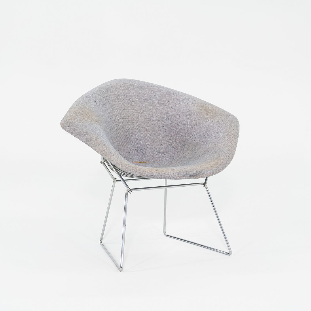 1960s Harry Bertoia for Knoll Small Diamond Chair in Chrome w/ Fabric Upholstery