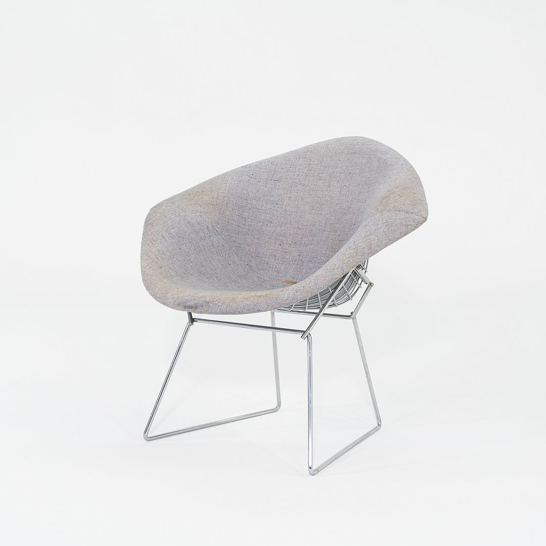 1960s Harry Bertoia for Knoll Small Diamond Chair in Chrome w/ Fabric Upholstery