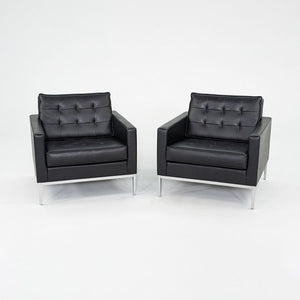 2019 Florence Knoll Club Lounge Chair in Black Leather with Chrome Base 4x Avail