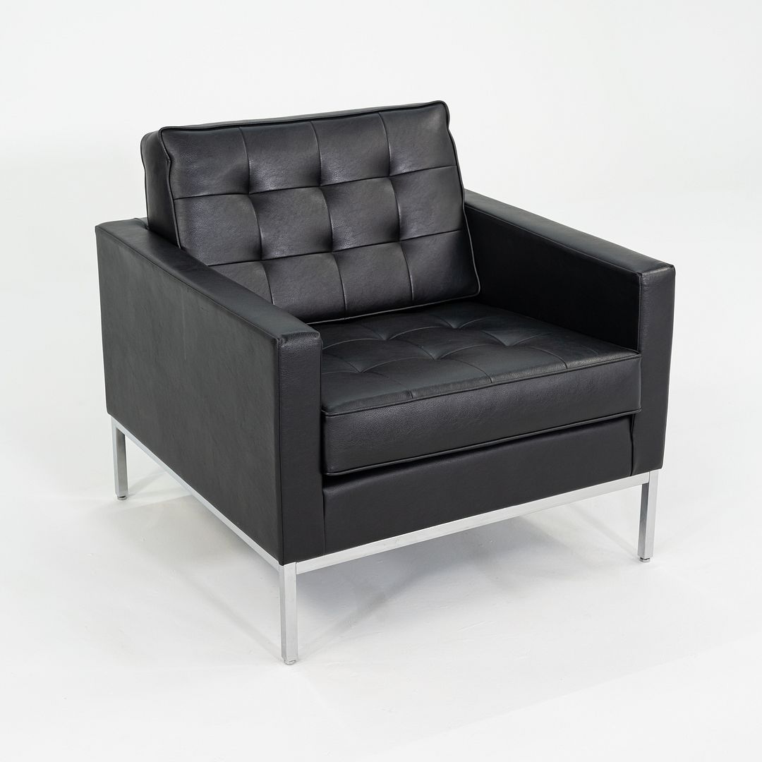 2019 Florence Knoll Club Lounge Chair in Black Leather with Chrome Base 4x Avail