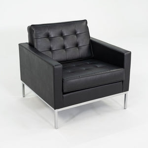 2019 Florence Knoll Club Lounge Chair in Black Leather with Chrome Base 4x Avail