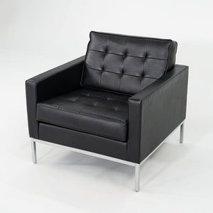 2019 Florence Knoll Club Lounge Chair in Black Leather with Chrome Base 4x Avail
