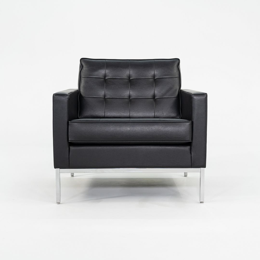 2019 Florence Knoll Club Lounge Chair in Black Leather with Chrome Base 4x Avail