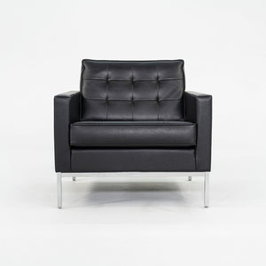 2019 Florence Knoll Club Lounge Chair in Black Leather with Chrome Base 4x Avail