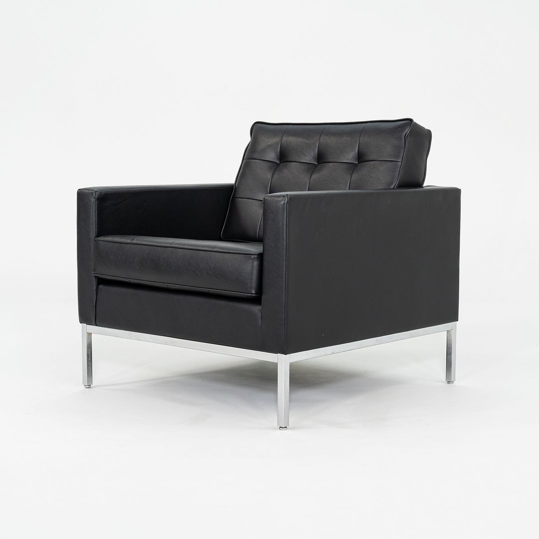 2019 Florence Knoll Club Lounge Chair in Black Leather with Chrome Base 4x Avail