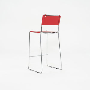 SOLD 2000s Set of Four Alias Stacking Bar Stools by Giandomenico Belotti in Red Leather