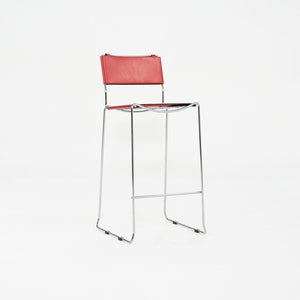 SOLD 2000s Set of Four Alias Stacking Bar Stools by Giandomenico Belotti in Red Leather
