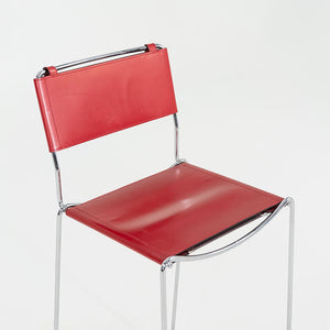 SOLD 2000s Set of Four Alias Stacking Bar Stools by Giandomenico Belotti in Red Leather