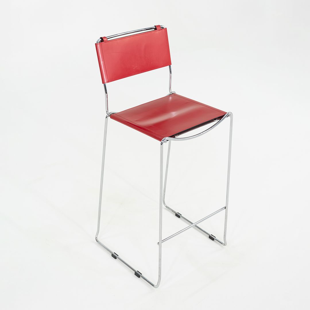 SOLD 2000s Set of Four Alias Stacking Bar Stools by Giandomenico Belotti in Red Leather