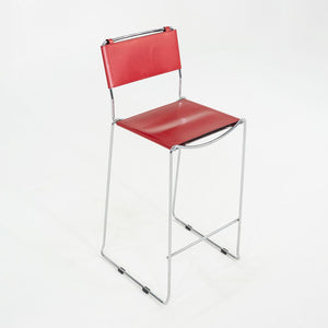 SOLD 2000s Set of Four Alias Stacking Bar Stools by Giandomenico Belotti in Red Leather