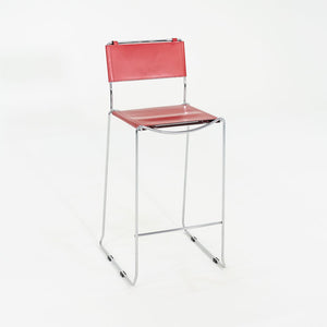 SOLD 2000s Set of Four Alias Stacking Bar Stools by Giandomenico Belotti in Red Leather