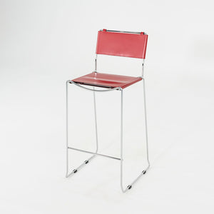 SOLD 2000s Set of Four Alias Stacking Bar Stools by Giandomenico Belotti in Red Leather