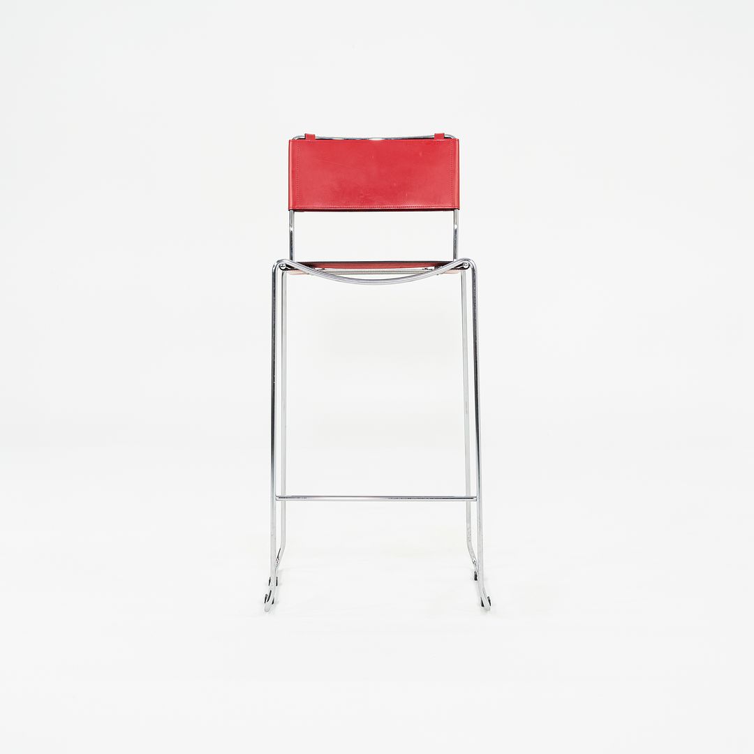 SOLD 2000s Set of Four Alias Stacking Bar Stools by Giandomenico Belotti in Red Leather
