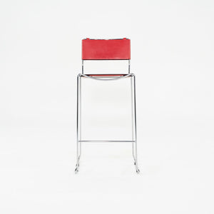SOLD 2000s Set of Four Alias Stacking Bar Stools by Giandomenico Belotti in Red Leather