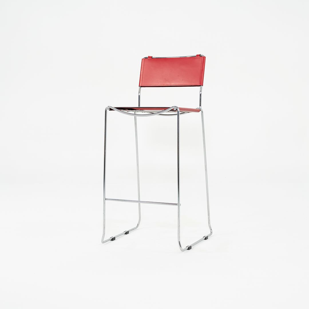 SOLD 2000s Set of Four Alias Stacking Bar Stools by Giandomenico Belotti in Red Leather