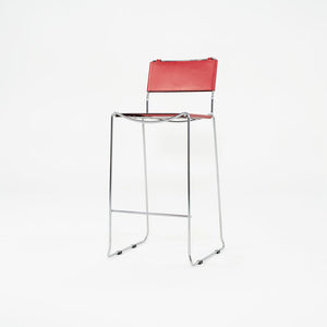 SOLD 2000s Set of Four Alias Stacking Bar Stools by Giandomenico Belotti in Red Leather