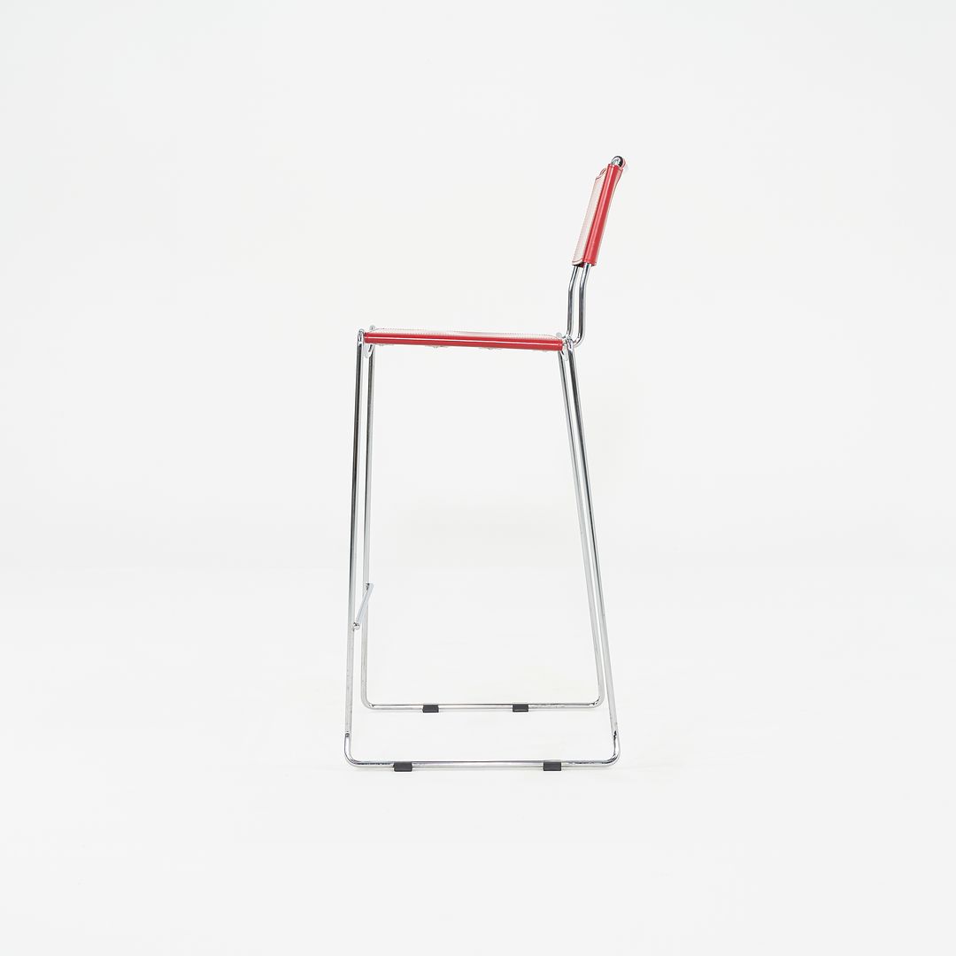SOLD 2000s Set of Four Alias Stacking Bar Stools by Giandomenico Belotti in Red Leather