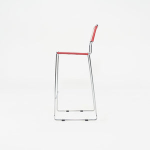 SOLD 2000s Set of Four Alias Stacking Bar Stools by Giandomenico Belotti in Red Leather