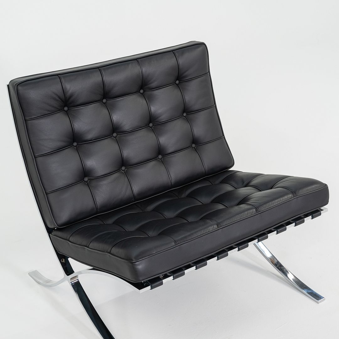 2010s Mies van der Rohe for Knoll Barcelona Lounge Chair Black Leather 3x Avail