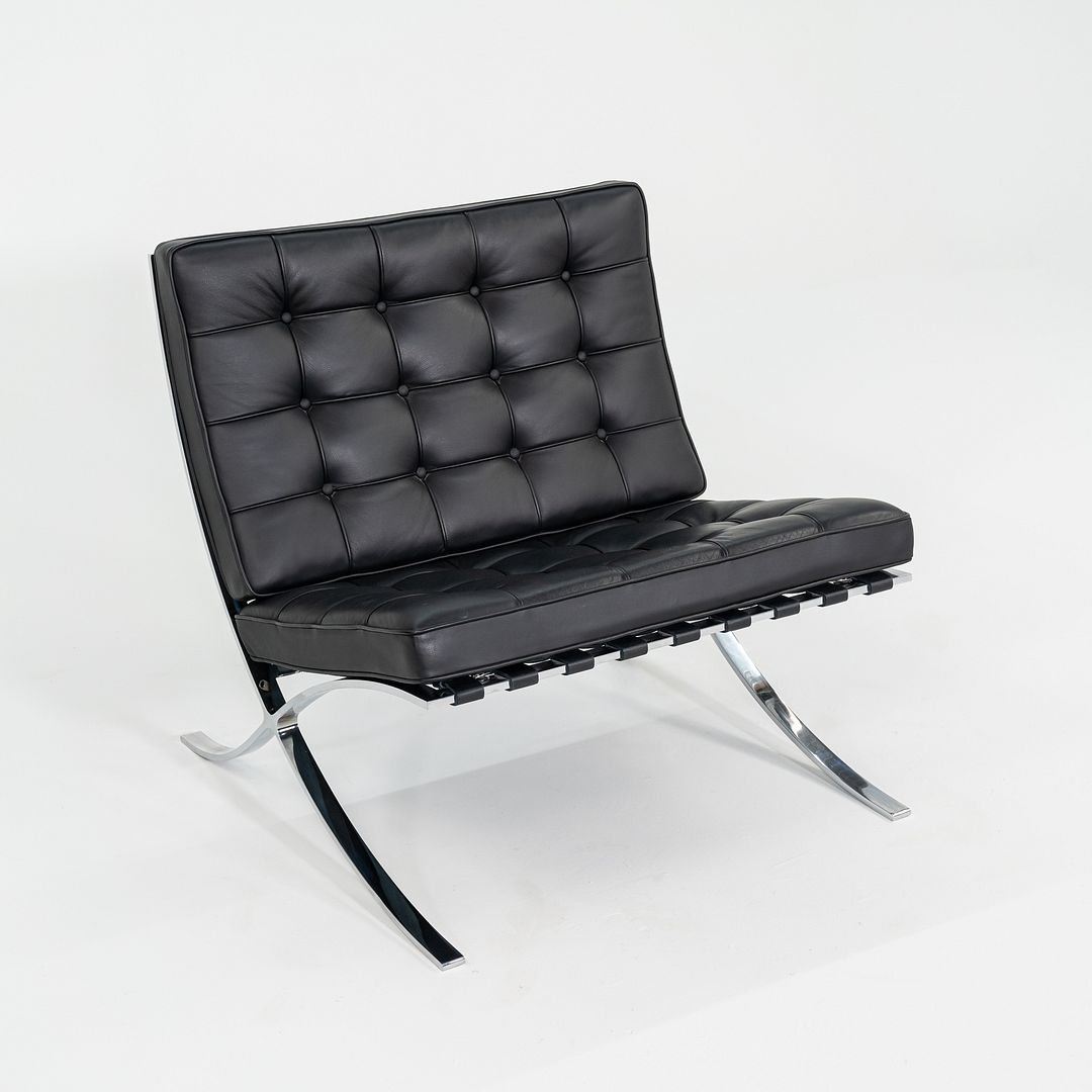 2010s Mies van der Rohe for Knoll Barcelona Lounge Chair Black Leather 3x Avail