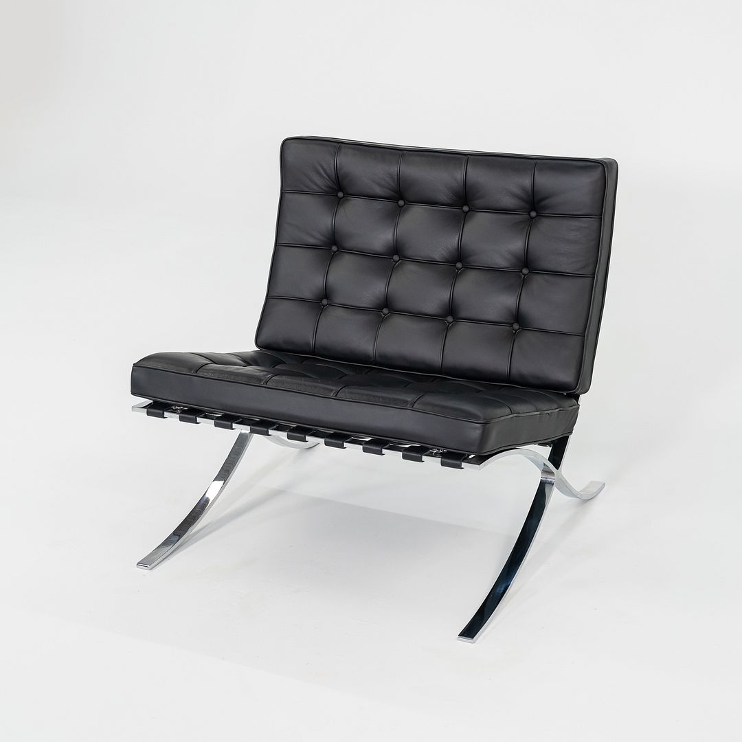 2010s Mies van der Rohe for Knoll Barcelona Lounge Chair Black Leather 3x Avail